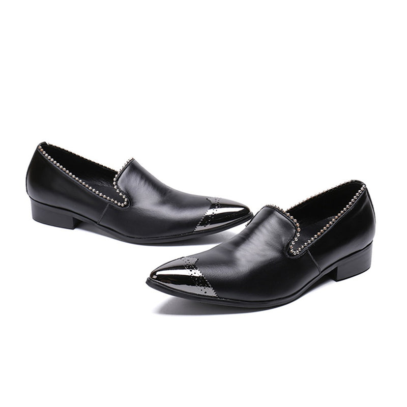 Exquisite Pointed Metal Toe Brogue Dress Oxfords f