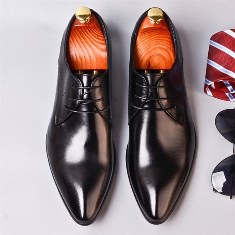 Burnished Pointed Toe Business Oxford for Men Form