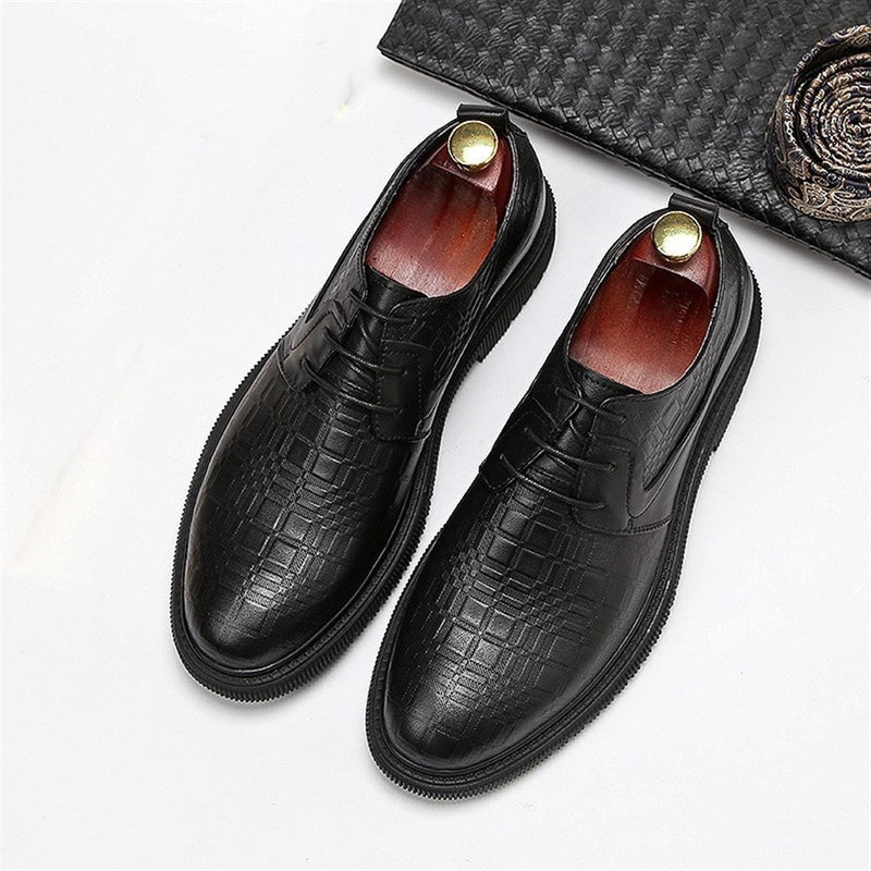 Embossed Oxford Shoes for Men Derby Shoes Block He