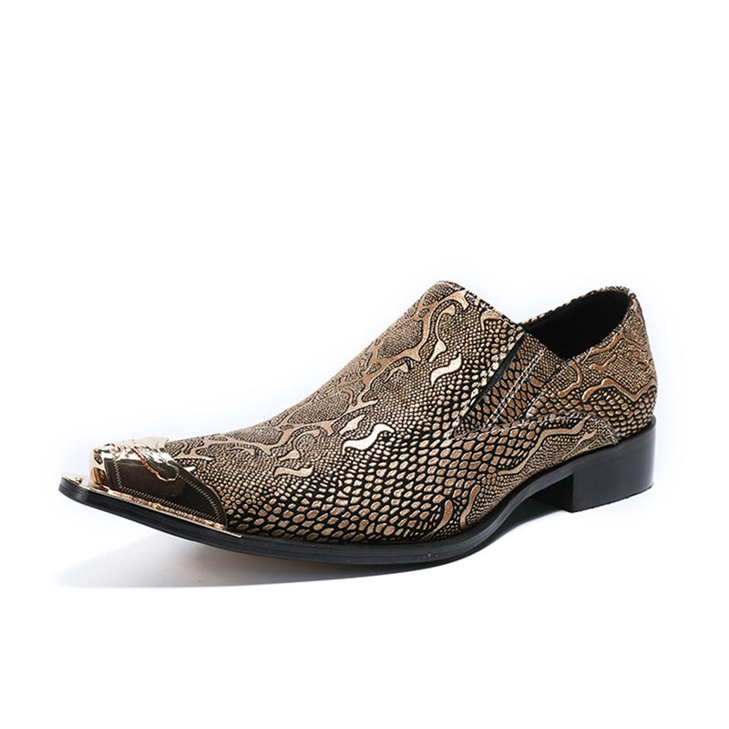 Faux Snakeskin Loafer for Men Vintage Genuine Leat