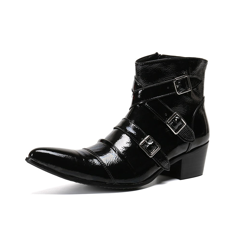 High Top Ankle Boots for Men Pull On Style Fold Te