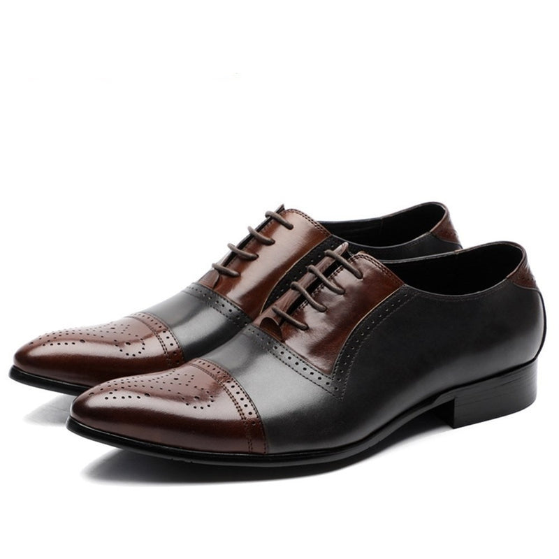 Cap Toe Oxfords for Men Lace Up Style Semi Brogue 
