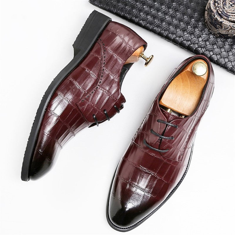 Premium Genuine Leather Embossed Derby Oxford Shoe