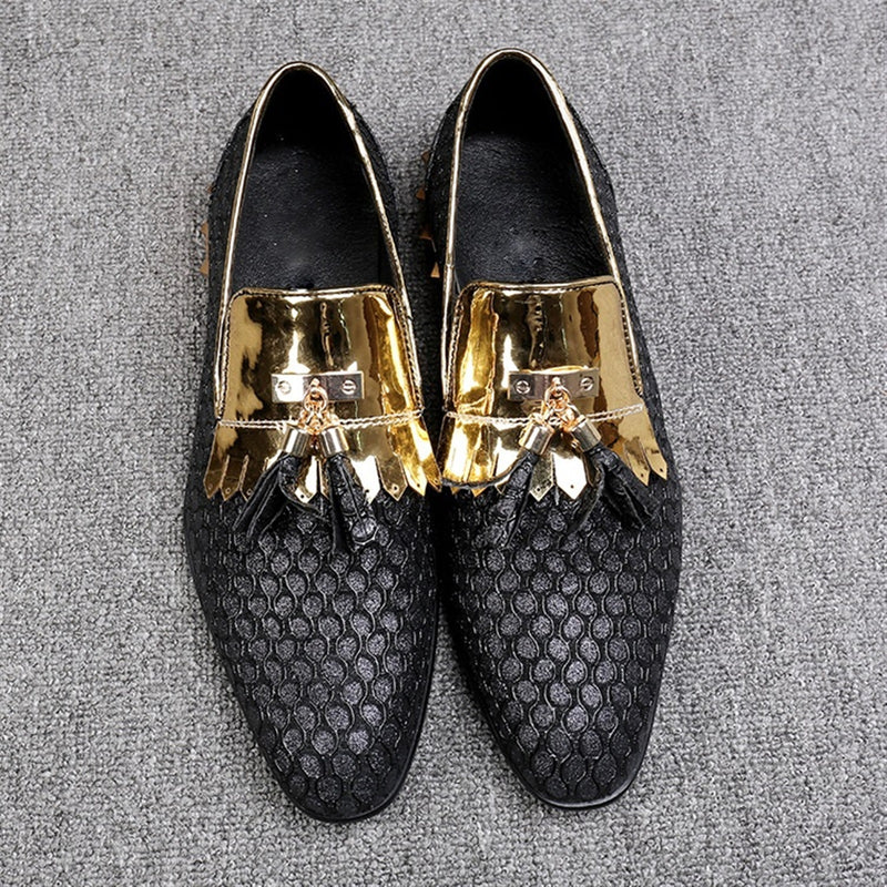 Luxury Gold Tassel Loafer for Men Genuine Leather 