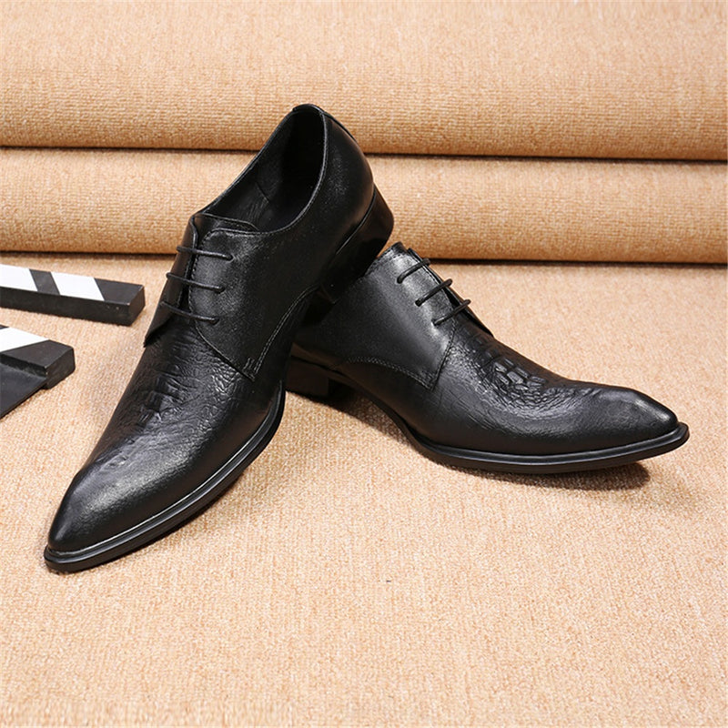 Men's Pointed Toe Premium Genuine OX Leather Oxfor