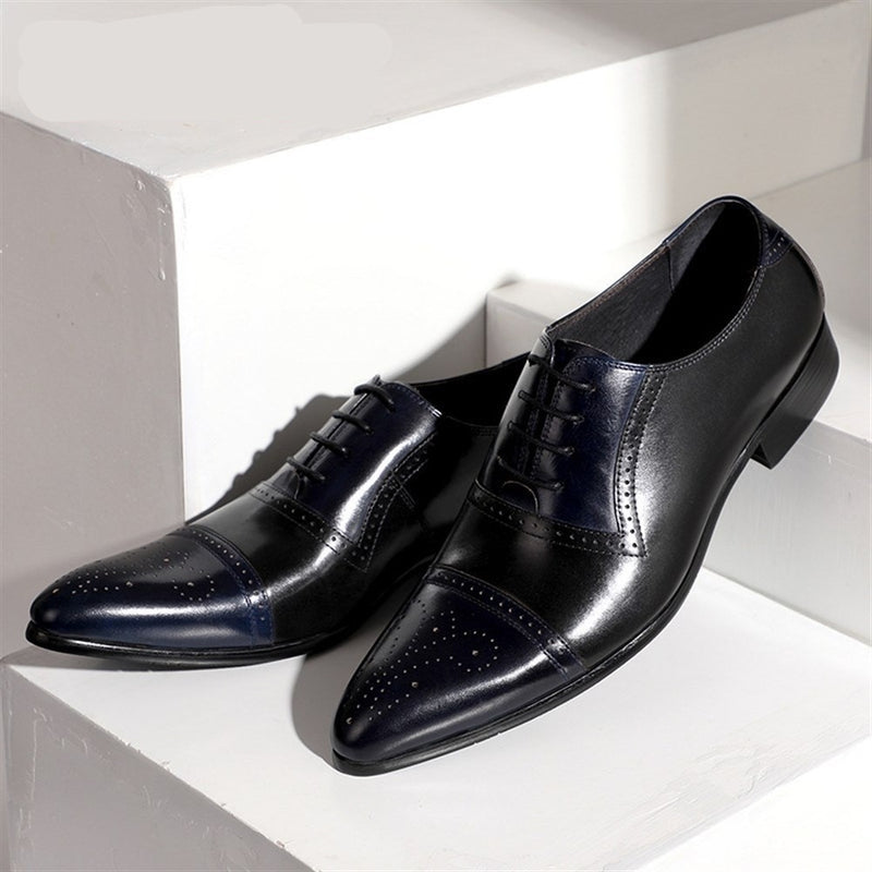 Cap Toe Oxfords for Men Lace Up Style Semi Brogue 