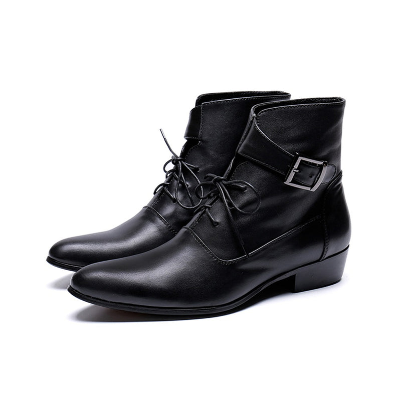 Men's Oxford Ankle Boot Leather Metal Buckle Decor