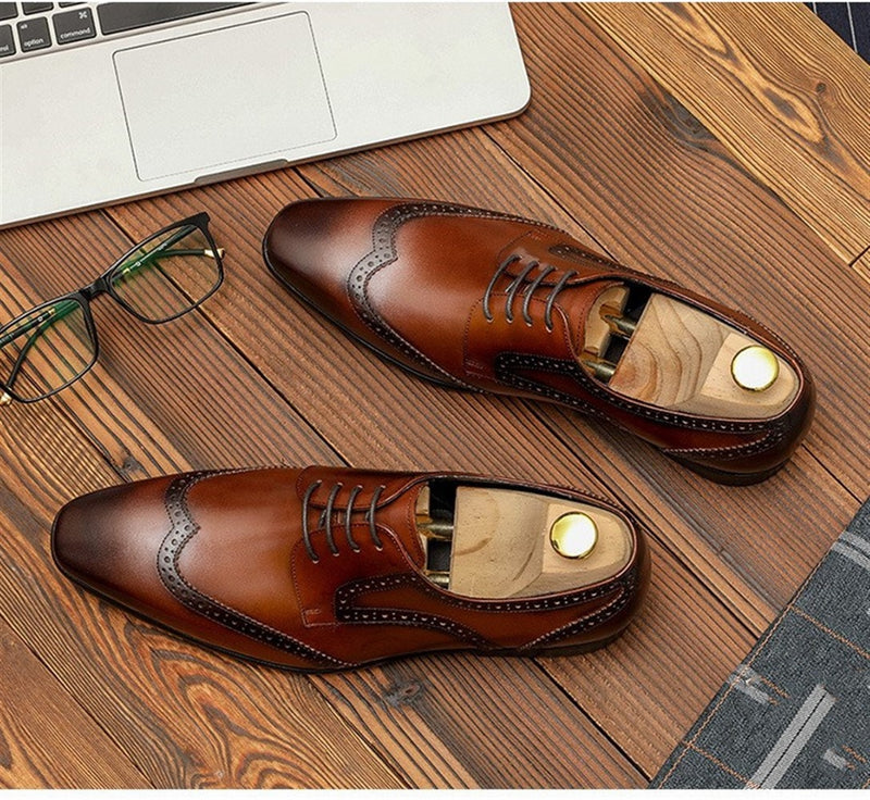 Brogue Oxford Shoes for Men Formal Shoes Pointed T