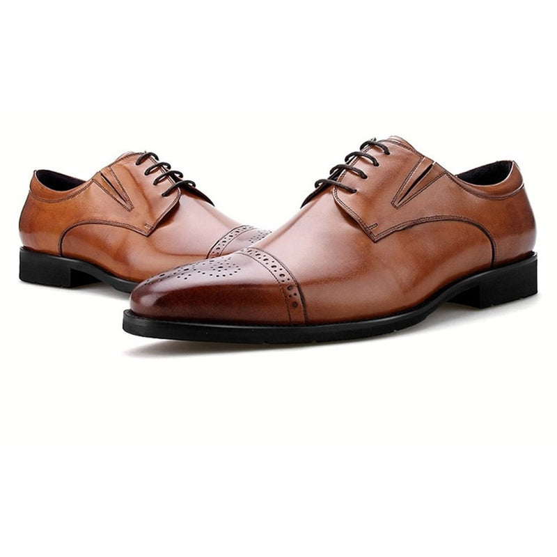 Exquisite Semi Brogue Oxfords for Men Lace Up Styl