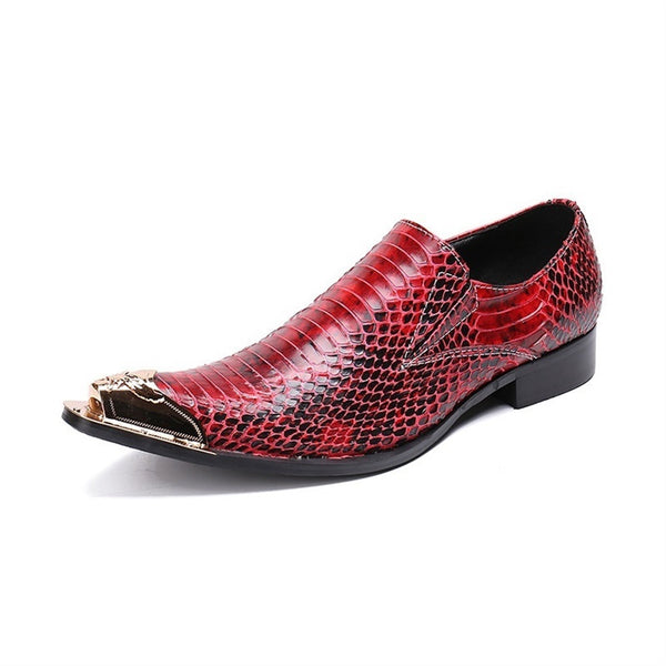 Mens Red Color Low Top Flat Heel Genuine Leather S