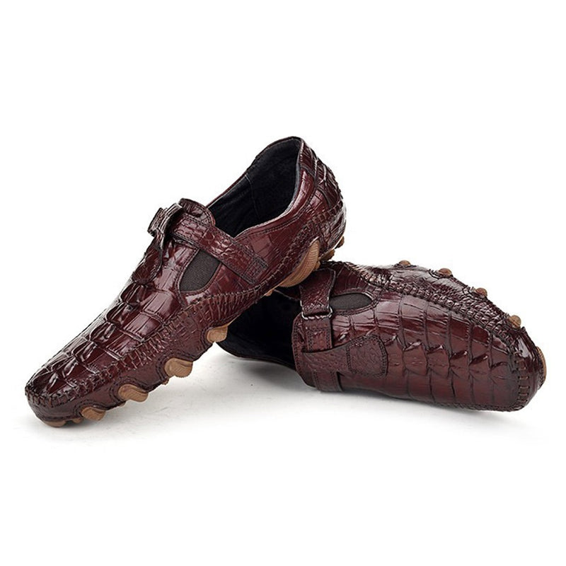Loafers for Men Faux Crocodile Patter Monk Strap S