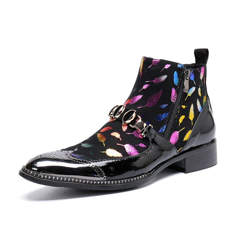 Men's Fashion Ankle Boot Casual Metallic Pointed T