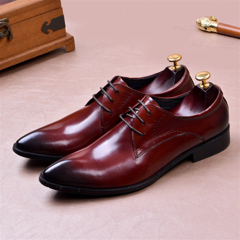 Burnished Pointed Toe Business Oxford for Men Form