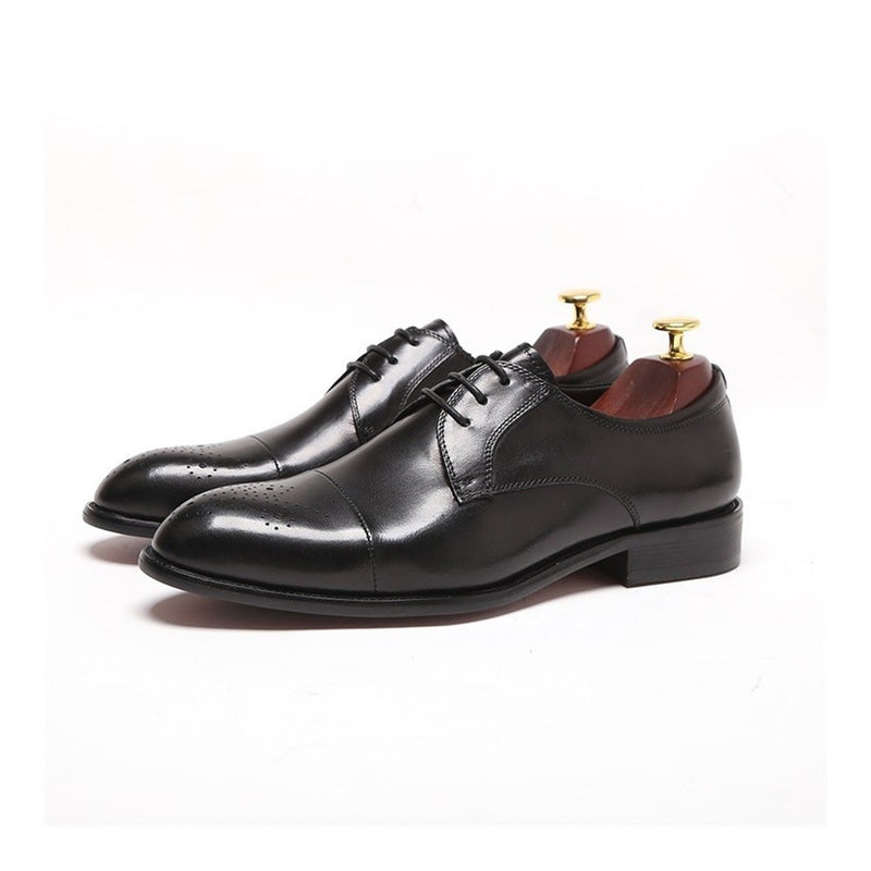 Carving Pointed Captoe Derby Formal Shoes for Men 