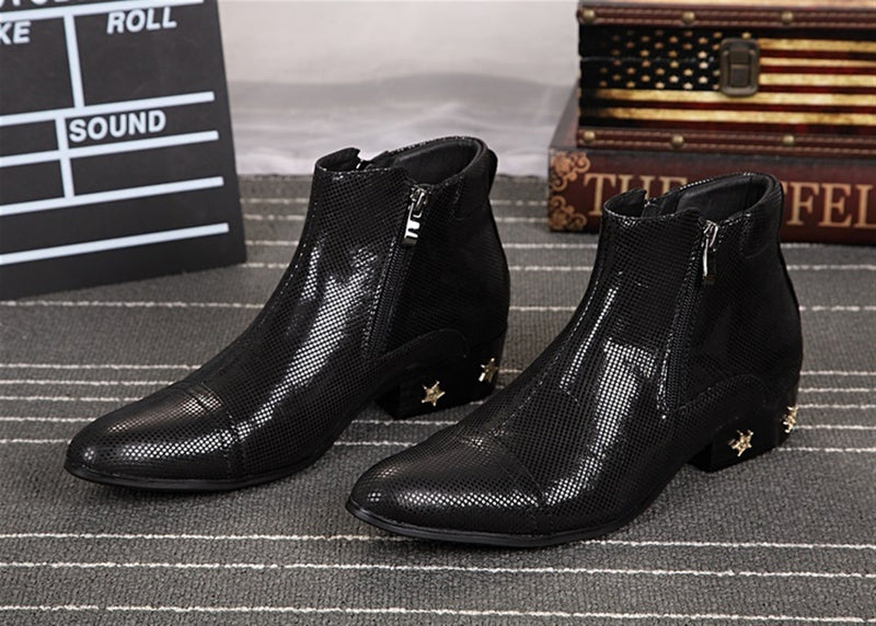 Novelty Men Boots Snakeskin Textrue Lace up Party 
