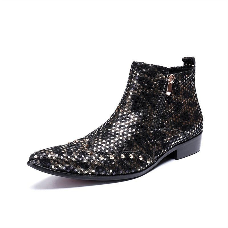 Ankle Boot For Men High Top Boot Dual Zipper Style