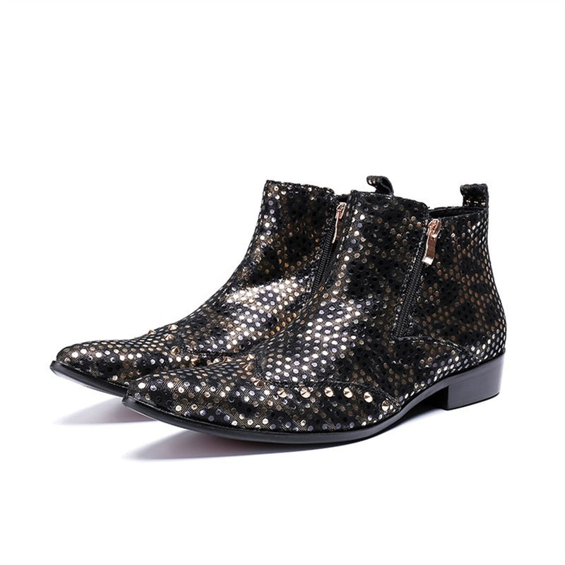Ankle Boot For Men High Top Boot Dual Zipper Style