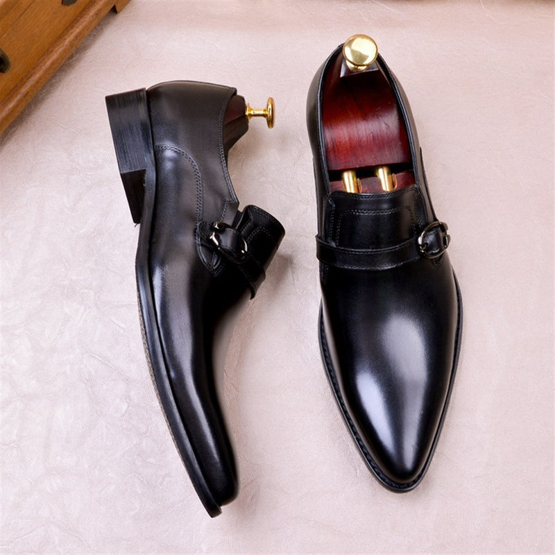 Burnished Pointed Toe Oxford for Men Formal Shoes 