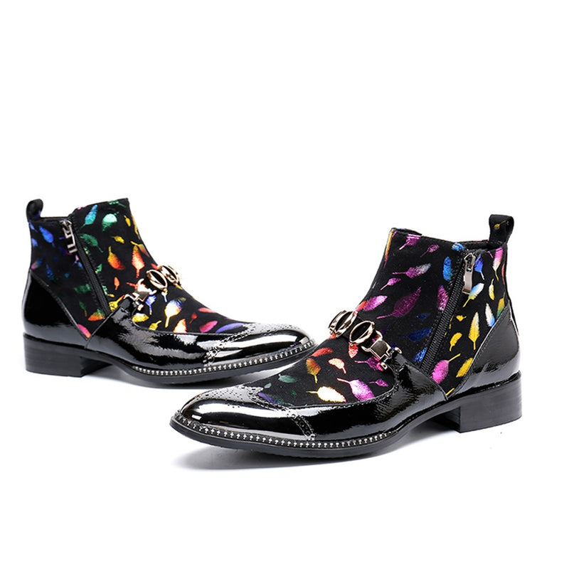 Men's Fashion Ankle Boot Casual Metallic Pointed T