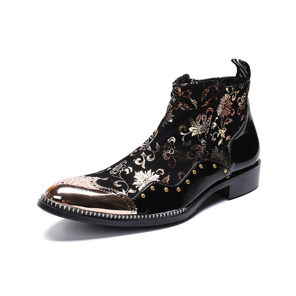 Men's Fashion Ankle Boot Casual High Quality Gold 
