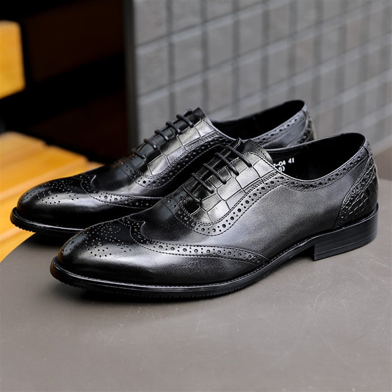 Premium Genuine Leather Full Brogue Oxford Shoes f