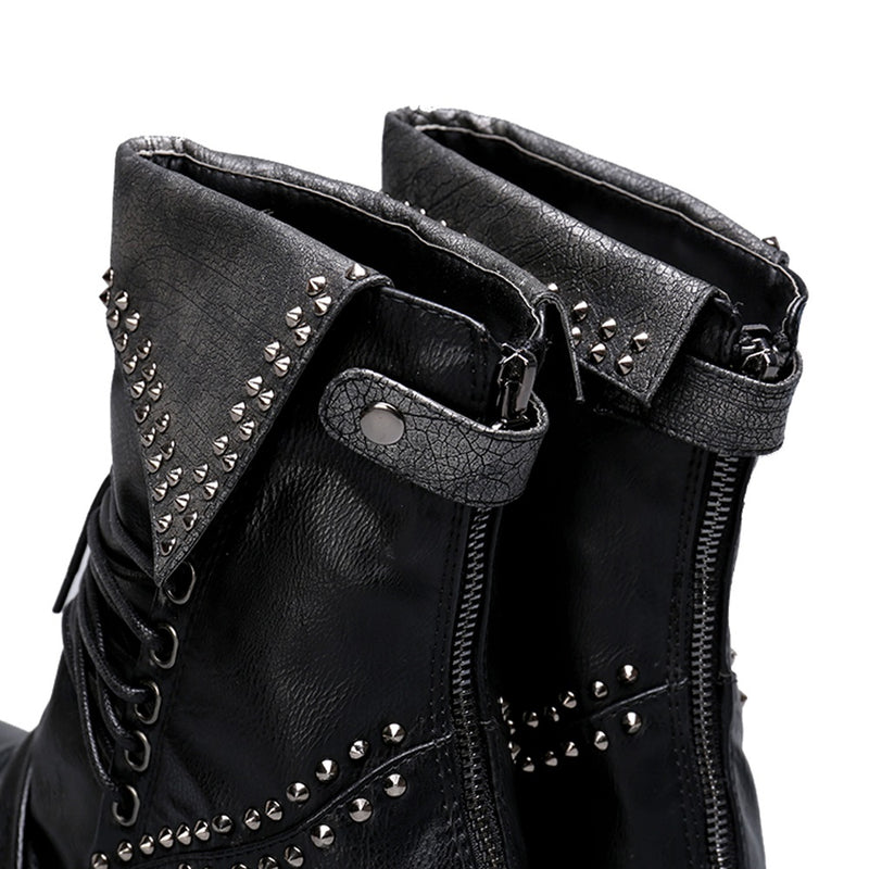 Slouchy Mid-Calf Boot For Men High Top Lace Up Sty