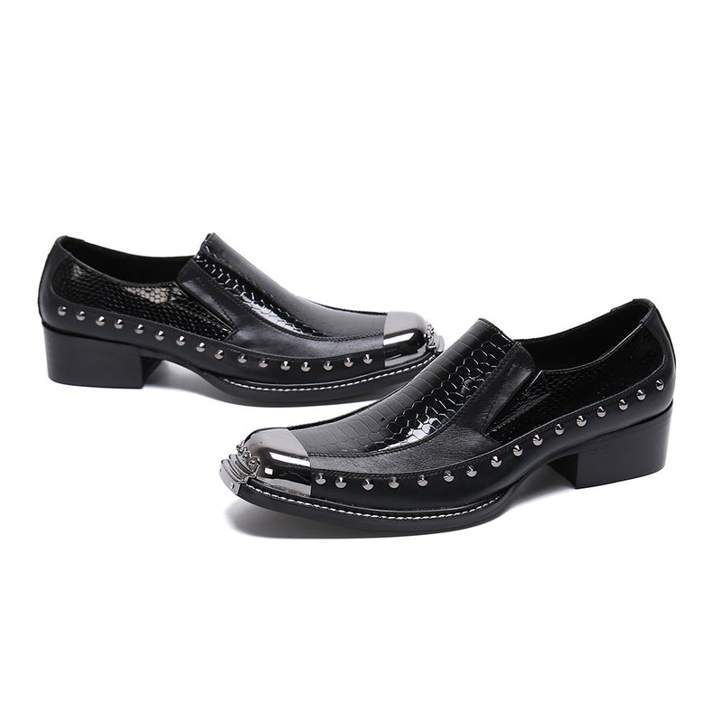 Oxfords for Men Slip on Metal Toe with Studs Low B