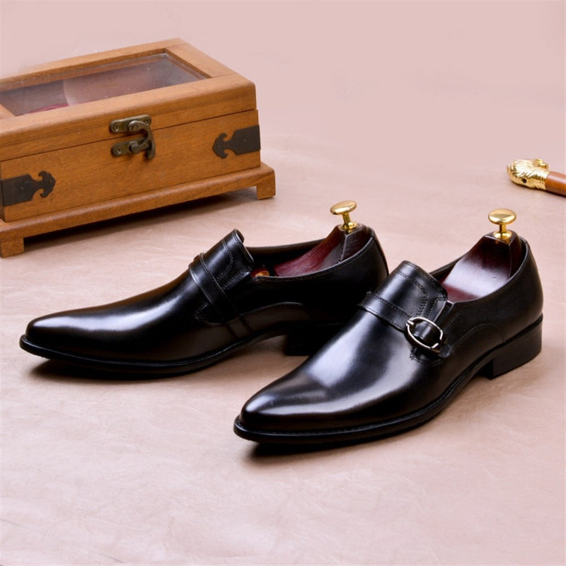 Burnished Pointed Toe Oxford for Men Formal Shoes 