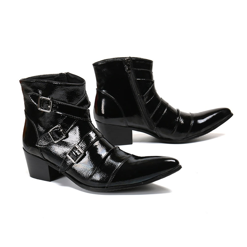 High Top Ankle Boots for Men Pull On Style Fold Te
