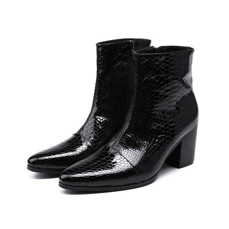 Ankle Boots for Men Heeled Elevator Shoes Inner Zi